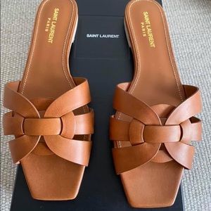 NEW Yves Saint Laurent (YSL) Tribute Sandals Tan